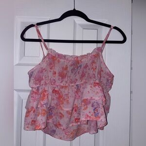 Wild Fable Floral Ruffle Camisole - Pink and Orange